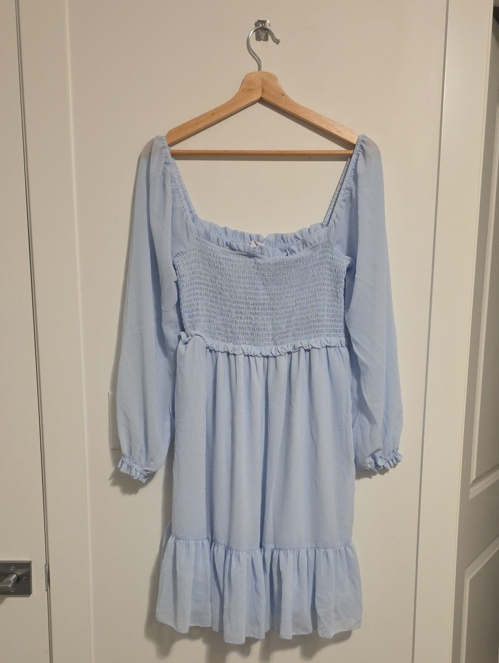 Light Blue Smocked Babydoll Dress